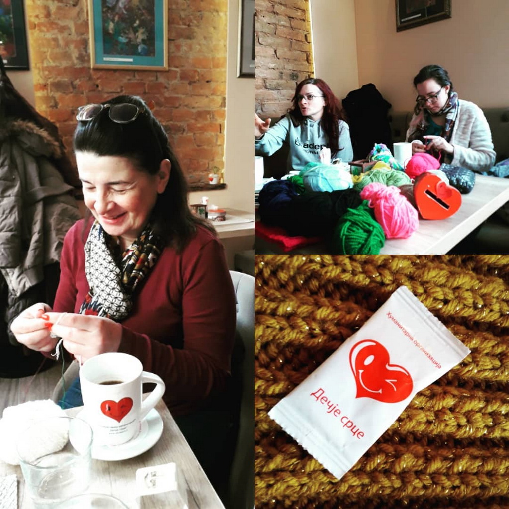 A group of knitters creating products for humanitarian purposes